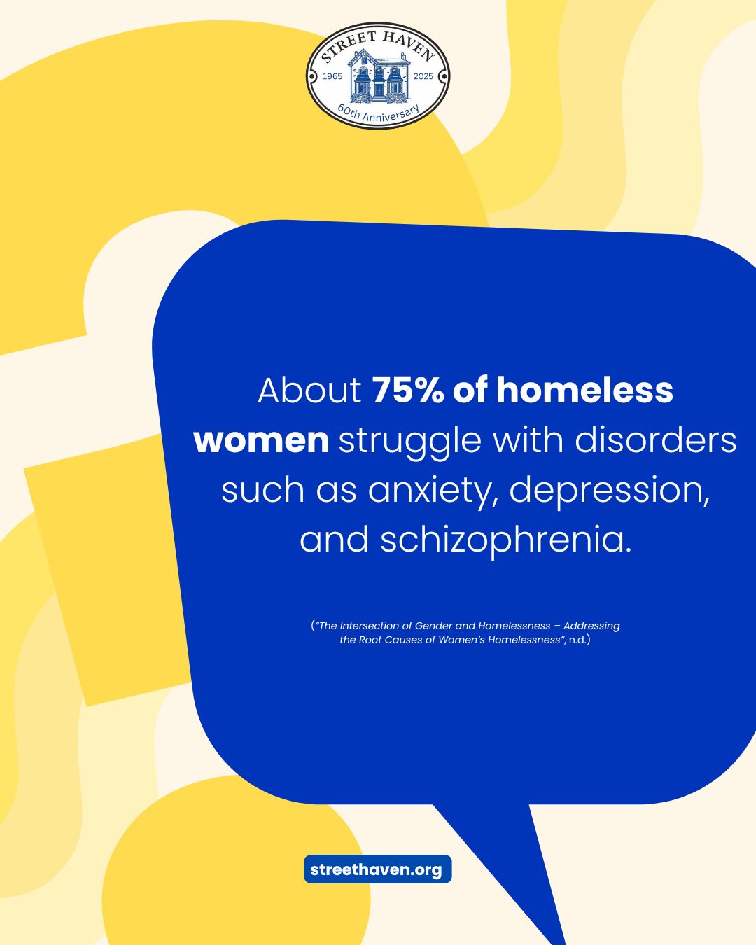 At Street Haven, we provide both shelter resident therapy, non-resident therapy services, as well as therapy to those looking to start their journey while in the treatment program at Grant House. The psychotherapy program is designed to address various challenges, including trauma, substance use, and other mental health challenges. The organization employs a harm-reduction spectrum approach, which includes abstinence-based perspectives, and offers support through individual and group counseling sessions, as well as aftercare and relapse prevention counseling. Additionally, the supportive housing program offers accommodations for women recovering from trauma, mental wellness challenges, or substance abuse issues, helping them set personal goals and live independently. 
Without mental health supports, prevalent mental health struggles like anxiety, depression, and schizophrenia become profound internal barriers to stability and self-sufficiency for women in our communities. Within our services, it is essential to empower women, help prevent relapse into homelessness and provide the needed services that create multiple pathways for women to continue their growing along their journeys.
#mentalhealthiswealth #personalgrowth #mentalhealthsupports #empowerher #endwomenshomlessness