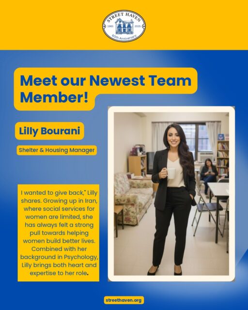 Meet Lilly Bourani, our newest Shelter and Housing Manager!
Lilly's journey to Street Haven began when she first arrived in Canada as an immigrant. Using welcome centres and working with a case worker herself, she noticed something important—there was a real need for more services for newcomers, especially in Farsi and Arabic. That experience inspired her to start volunteering and eventually pursue her calling in social services.
"I wanted to give back," Lilly shares. Growing up in Iran, where social services for women are limited, she has always felt a strong pull towards helping women build better lives. Combined with her background in Psychology, Lilly brings both heart and expertise to her role.
For Lilly, Street Haven represents the perfect opportunity to address the challenges she once experienced as a newcomer to Toronto and to be part of an organization truly dedicated to women's wellbeing.
Welcome to the team, Lilly! We're so grateful to have you here.
#StreetHaven #NewcomerSupport #WomenHelpingWomen #ShelterAndHousing #MultilingualSupport