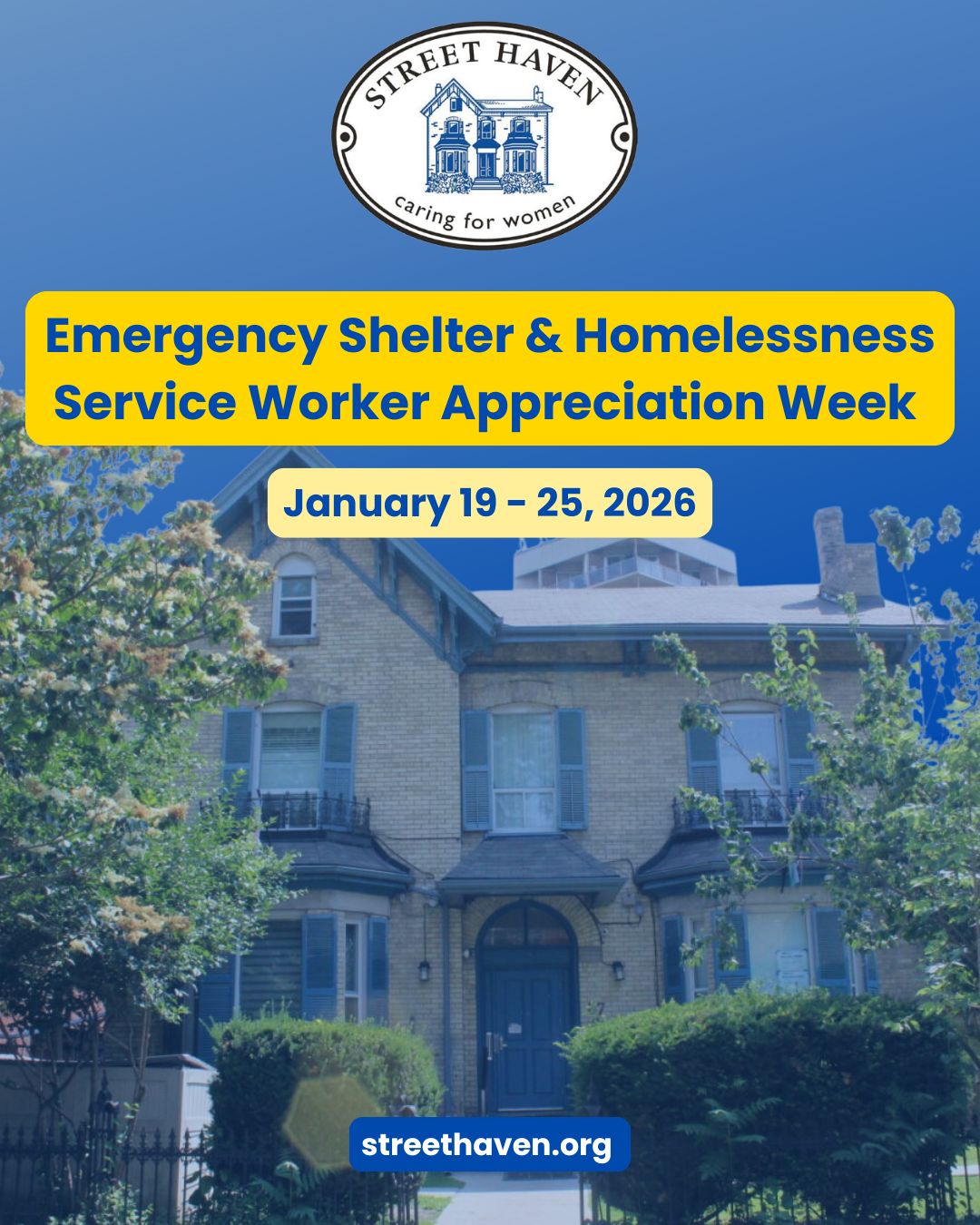✨ It's Emergency Shelter & Homelessness Service Worker Appreciation Week! ✨

24 hours a day, 7 days a week, 365 days a year. Rain, snow, holidays, even in the middle of the night, the shelter workers at Street Haven are there. As a women's shelter in the heart of Toronto, we provide a safe, supportive space for women experiencing homelessness, trauma, and crisis, our staff are the constant presence that makes that possible.

Our Street Haven shelter workers offer hope, compassion and a friendly welcome to every woman who steps through our doors. From on-site crisis support to warm, nutritious meals, our staff are truly the heart of Street Haven- showing up around the clock and doing their best to help the residents through some of their most difficult times. This work is anything but easy- it takes a special someone to dedicate a career to this line of work. That's why this week, we show our gratitude.🏠💛

#HomelessnessAwareness #EndHomelessness #ShelterAppreciationWeek #StreetHaven #HousingwithDignity #Support #Community