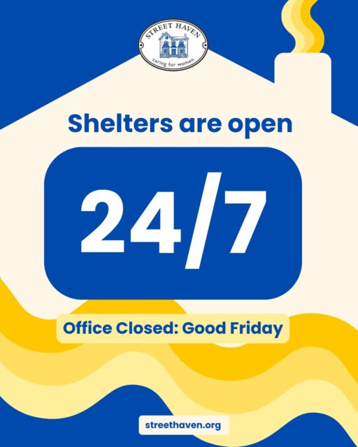 Our office may be closed this Easter long weekend, but our shelters never close. 💛 24/7, 365 days a year, because taking care of our community never takes a break.

#StreetHaven #EndHomelessness #Community