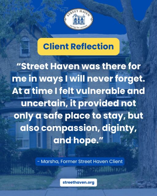 Some words stay with you. 💙 

Marsha, a former client, reached out to share what Street Haven meant to her during one of the hardest chapters of her life and her story is one we will carry with us always. 

"The staff treated me with genuine kindness and respect, reminding me that I mattered and that my circumstances did not define my worth." 

Beyond shelter, we strive to offer dignity, compassion, and a real path forward, and hearing that it made a difference means everything to our team. 

Thank you for trusting us, Marsha. 

#StreetHaven #WomenSupportingWomen #EndHomelessness #Gratitude #Hope #CompassionateCare #TorontoNonprofit