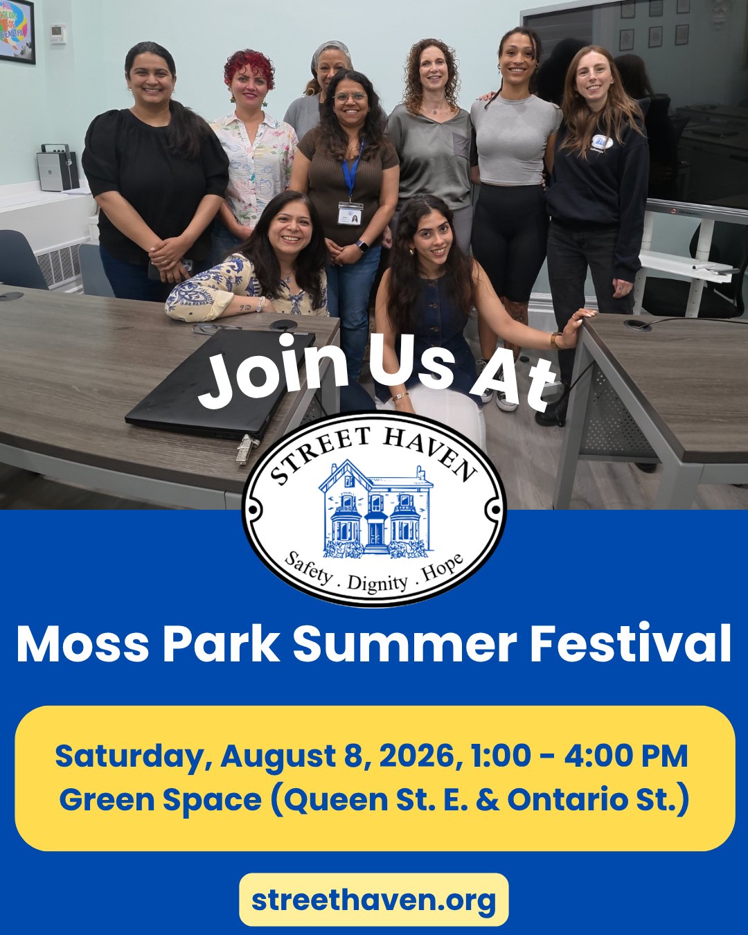 Join us at this year’s Moss Park Summer Festival!
We couldn't be more excited to celebrate our amazing neighbourhood alongside all of you. Come say hi at our booth and chat with our Employment & Training team about workshops, trainings, and services that help women build skills (and confidence!) for the workforce.
On top of that, there will also be a BBQ, live music, face painting, raffle prizes, and a whole lot more fun packed into one afternoon. 🎈
📍 Green Space, Queen St. E & Ontario St.
🗓️ Saturday, August 6 | 1–4 PM
Bring your friends, bring your neighbours. We can’t wait to see you, Moss Park! 💛
#MossPark #CommunityEvents #StreetHaven #EmploymentServices #WomenInTheWorkforce