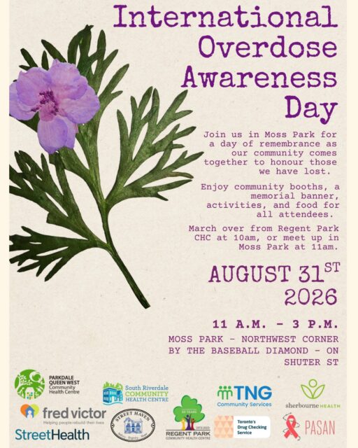 Join us on Monday, August 31st as we come together with community organizations across Toronto to recognize International Overdose Awareness Day.
Street Haven will be on-site at the IOAD community event in Moss Park from 11 AM – 3 PM, alongside information booths, a memorial banner, activities, and food for all who attend.
📆 Date: Monday, August 31
⏰ Time: 11 AM – 3 PM
📍 Location: Moss Park – Northwest Corner by the Baseball Diamond, Shuter Street
This day is about honouring lives lost, supporting those still struggling, and standing together as a community. Bring your friends and family, everyone is welcome.
We hope to see you there. And if you are unable to attend, head down to see the CN Tower lit up in purple to commemorate the day.
#IOAD2026 #EndOverdose #StreetHaven #EndTheStigma #MossPark