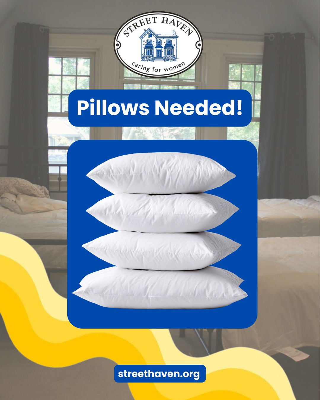 Hi friends! We could really use your help.
Our shelters are running low on pillows for the women in our care who just need a comfortable place to rest their head. Got a spare pillow or two? Drop them off at 87 Pembroke, or call us at 416-967-6060 (press 4 for donations) to arrange a pickup. New or gently used—both work! 💙
#GivingBack #CommunitySupport #StreetHaven #ShelterSupport #TODonations