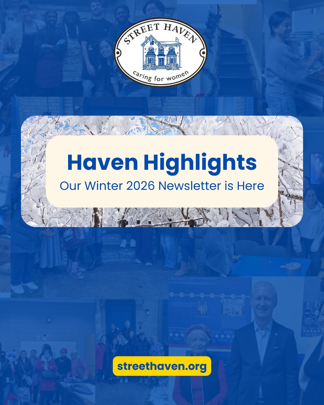 What's up with Street Haven?
Our Winter 2026 newsletter has all the Haven Highlights you need to know. From program updates to partnerships and impact—it's all there. Head to our website to read more! Link in bio.
#StreetHaven #WinterNewsletter #CommunityImpact #MakingADifference #NonprofitWork #StayConnected