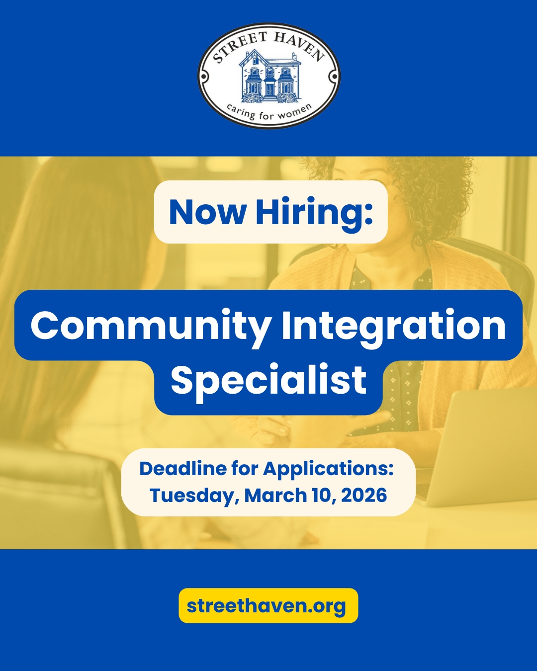 Join our Team! ⭐ 

We’re looking for more than someone who understands Employment Ontario; we’re looking for a relationship-builder.

Street Haven is hiring a Community Integration Specialist who can hold space for women navigating barriers while confidently engaging employers across the city.

We're looking for someone who:
• Builds trust quickly
• Initiates conversations with confidence
• Thinks strategically about matching talent to opportunity
• Balances empathy with accountability
• Communicates with clarity and conviction

If you’re impact-driven, resilient, and thrive at the intersection of advocacy and business development, we’d love to hear from you!

For more information and a full job description, visit our website. Link in bio. 

#JobOpportunity #StreetHaven #Training #Employment