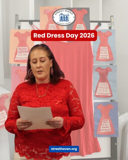 May 5th is Red Dress Day. 

The red dress is a symbol of the Missing and Murdered Indigenous Women, Girls, and 2-Spirit People, a visual reminder of the lives taken too soon, the women still missing, and the immeasurable grief carried by their families and communities. 

Today, our team gathered at Grant House dressed in red. We heard from our client Brianna and several staff members who shared their stories and perspectives. We ended the afternoon by sharing Indigenous dishes prepared by Grant House residents and staff. 

At Street Haven, we know that colonial violence, systemic racism, and intergenerational trauma aren't distant concepts, they live in the experiences of the women we serve every day. And we know that healing only begins when people feel safe, seen, and connected. 

Today we stand in honour of those taken, those still missing, and the families who carry their memory. 
 
#RedDressDay #MMIWG2S #RedDressDay2026#MentalHealthWeek #ComeTogetherCanada #StreetHaven #GrantHouse #TraumaInformedCare #IndigenousWomen #NoMoreStolenSisters