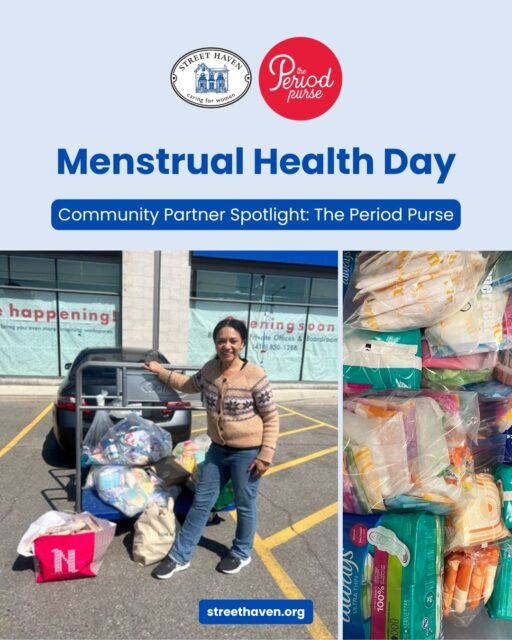 Periods shouldn't come at a cost. Today is Menstrual Health Day, and we're proud to spotlight our partnership with @theperiodpurse 

It started at the University of Toronto's Women's Advocacy and Outreach Convention back in March. Our tables were right next to each other, so we got talking with Kristy from The Period Purse, and a beautiful partnership was born. Now, The Period Purse regularly donates menstrual products to Street Haven so none of our clients ever have to go without. 

Today, The Period Purse team is at Queen's Park raising a flag and filling the gallery to push for accessible period products for everyone. Head to their page to follow the day's events and show your support. 💜 

#MenstrualHealthDay #ThePeriodPurse #PeriodPoverty #EndPeriodPoverty #WomensHealth #CommunityImpact #MenstrualHealth