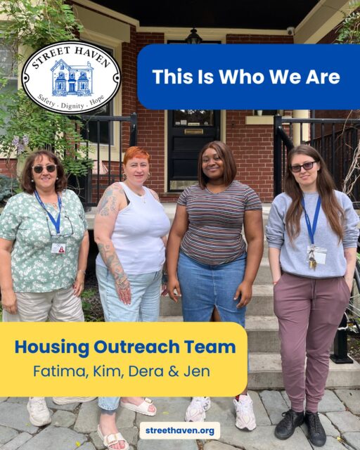 Meet Kim, Fatima, Dera, and Jen; four members of our Housing Outreach Team 🏠 

Ask any of them what a typical day looks like, and you’ll get the same answer. There isn't one. 

One hour you're helping a client track down the documents she needs to apply for housing. The next you're deescalating a crisis. Then you're on the bus helping someone get their ID. Then back to emails and landlord follow-ups. 

And underneath all of it: the reality that people on Ontario Works receive just $390/month toward housing. That the waitlists are long. That landlord discrimination is real. That the barriers stacked against the women they support are significant, but this team shows up anyway. 

Fatima puts it like this: her work is about helping people "rescue the human soul and bring it to life." 

Dera says she sees herself in the women she supports and stays because she knows what it means to need someone in your corner. 

Kim says housing isn't just a roof. It's the foundation for everything else. 

That's what this team carries with them every single day. We're so grateful they do. 💙 

#StreetHaven #HousingOutreach #HousingFirst #WomenSupportingWomen #EndHomelessness #Toronto #Nonprofit